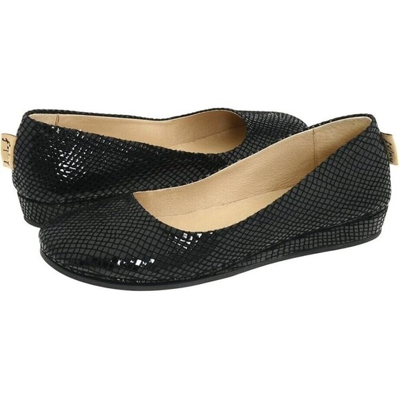 French Sole NY Black Leather Snake Print Zeppa Slip-on Short Wedges Size 10 - Picture 2 of 13